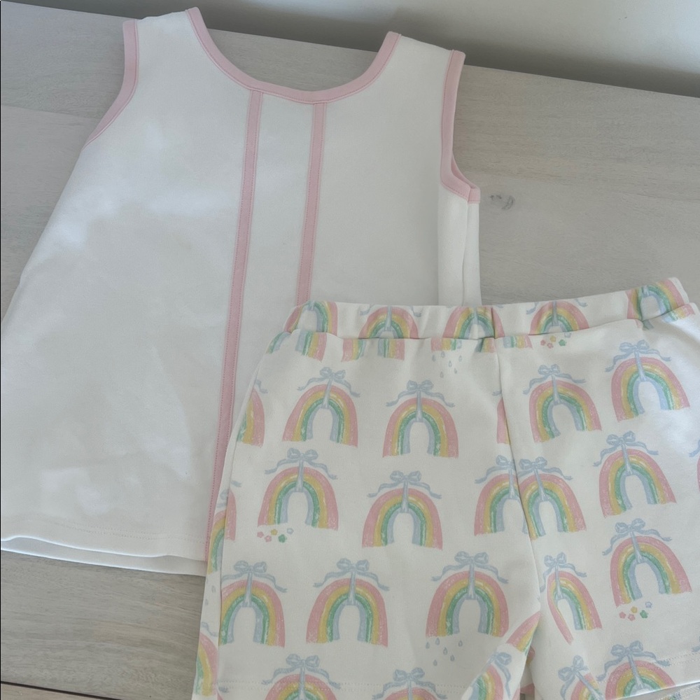 Girls Beaufort Bonnet & Company White and Pink Rainbow Outfit set